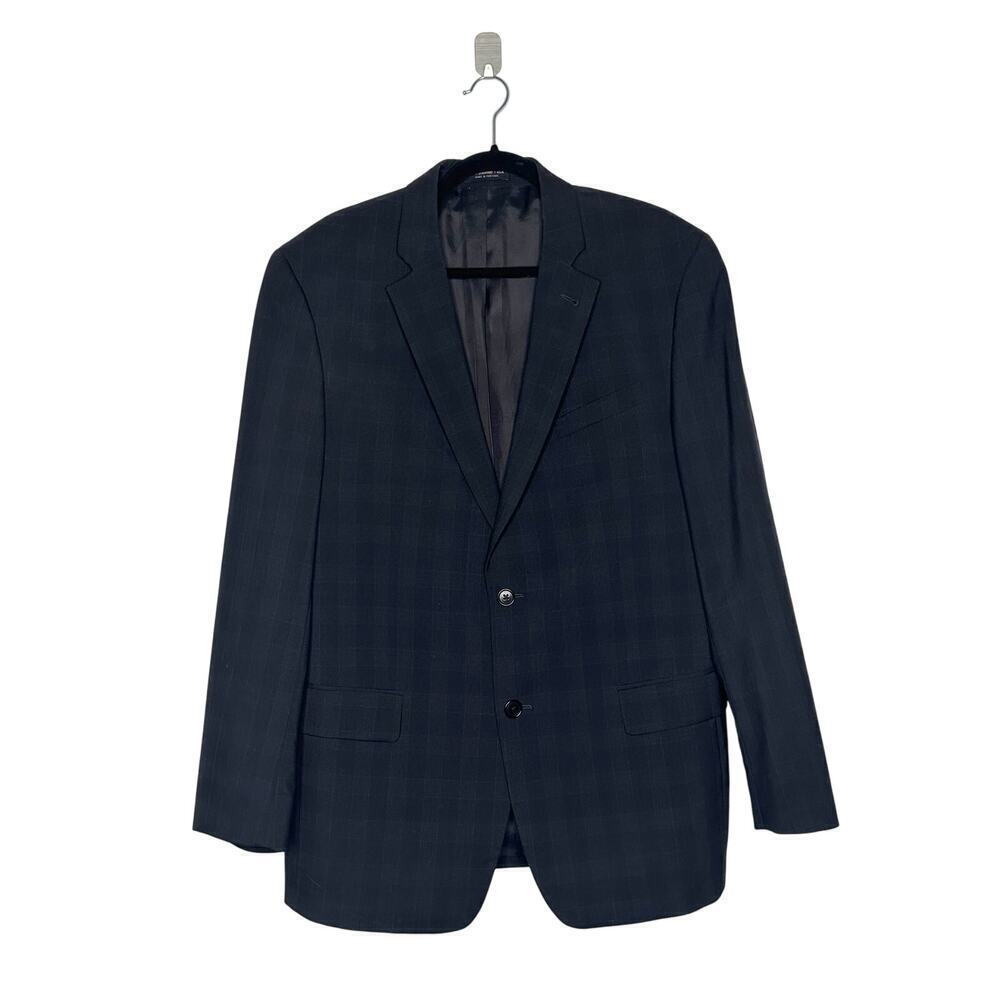 John Varvatos Plaid Wool Blazer Men's Black Size 42R